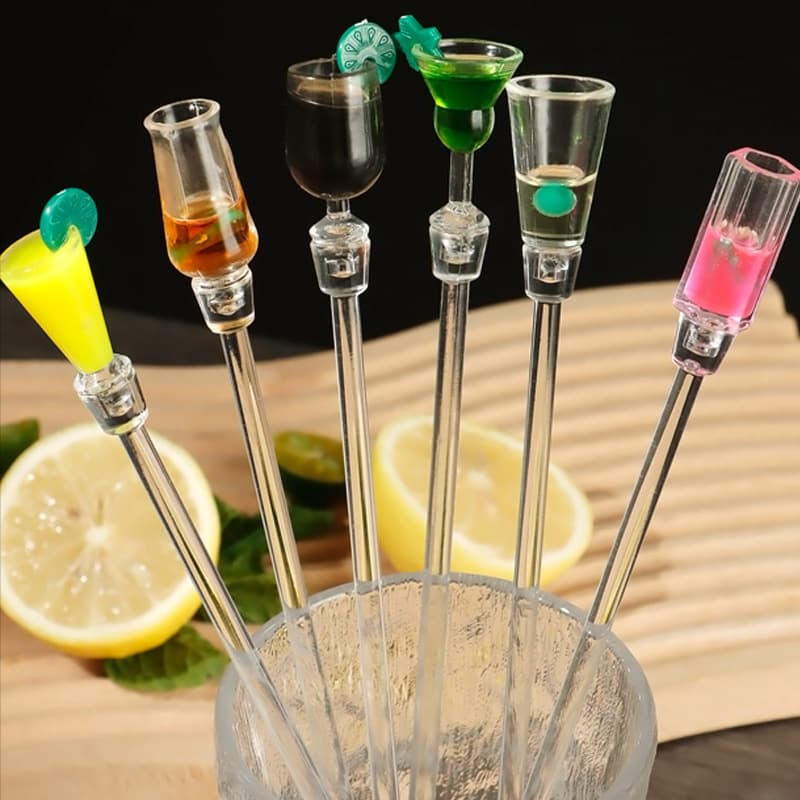 Acrylic boxed wine glass stick cup-shaped transparent wine glass art stirring long ice spoon blender juice drink mixing stick
