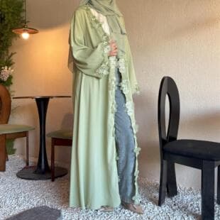 AliExpress Cross-border Green Lace Jacket Skirt Headscarf Simple Women's Dress Floral