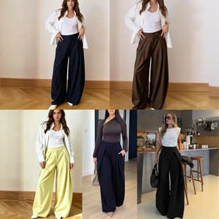 Y6074 European and American Style Cross-Border 2026 Spring/Summer New High-Waist Pleated Casual Wide-Leg Long Pants, Amazon In Stock
