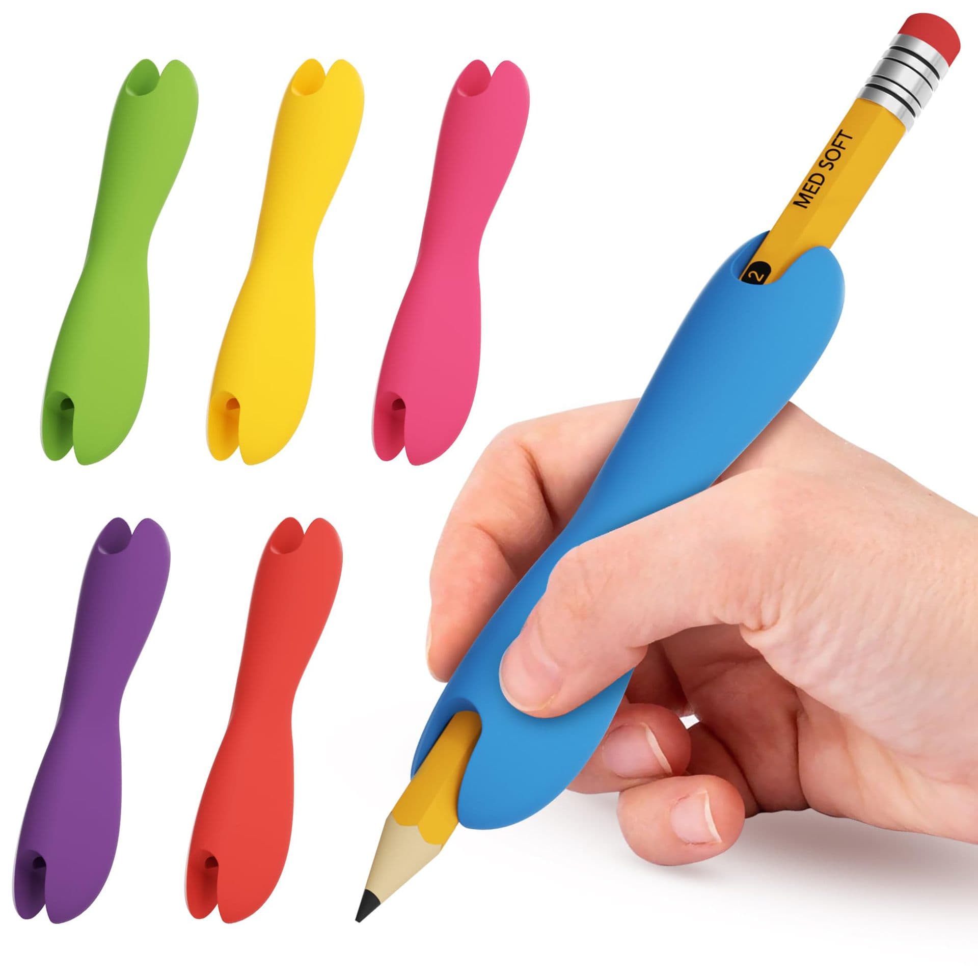 Pencil Grips Silicone Pencil Holder for Kids and Adults, for Handwriting, Drawing, and Coloring