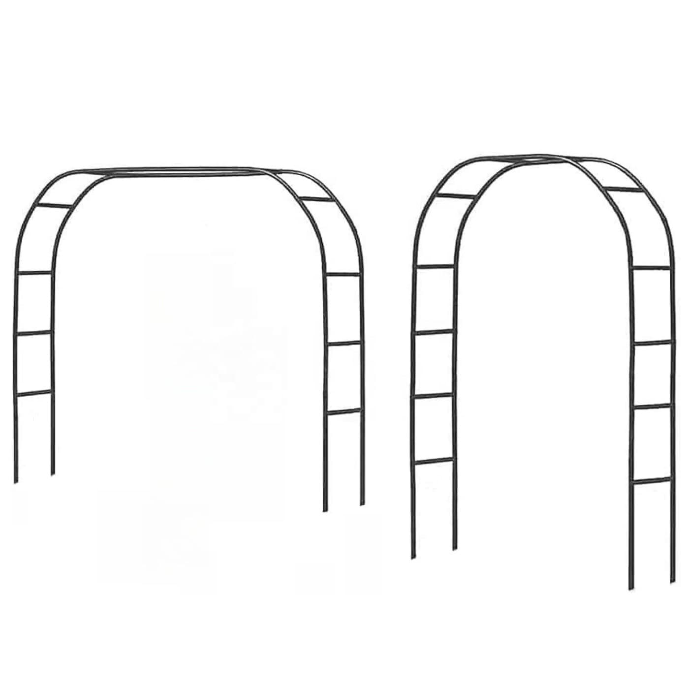 Outdoor garden archway with metal pergola for weddings, bridal parties, and garden climbing plants.