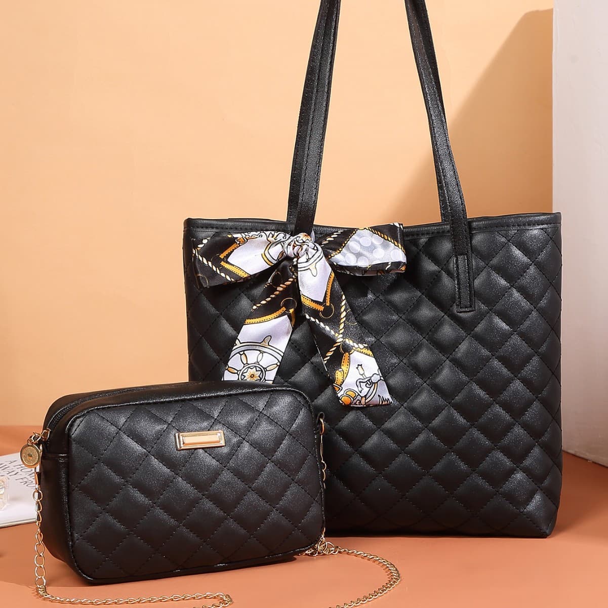 2-Piece Large Capacity Tote Bag 2024 New Style Fashion Casual Embroidered Camera Bag Shoulder Bag