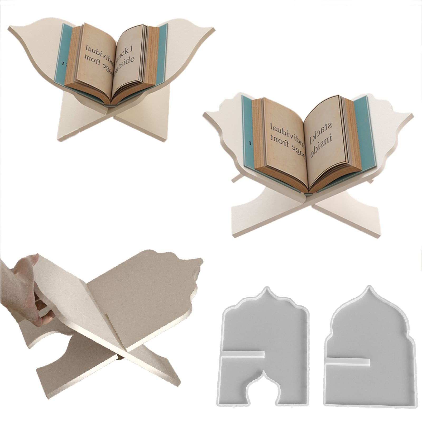 Cross-Border Minimalist Music Stand Scripture Holder Resin Silicone Mold, Epoxy Resin DIY Plaster Reading Stand Book Stand Wholesale