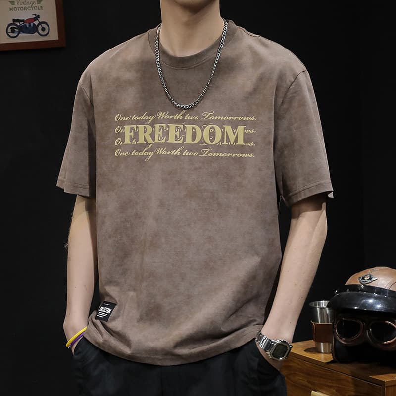 American Heavyweight Short Sleeve T-Shirt for Men Summer Trend 2026 New Plus Size Streetwear Brand Cotton Tee