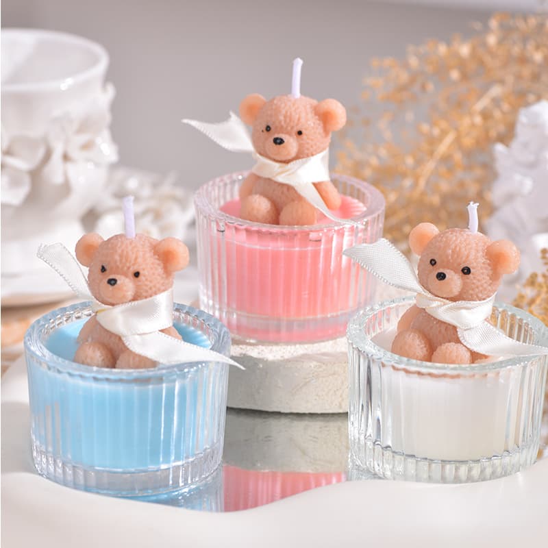 Glass Cup Bear Aromatherapy Candle Premium Niche Candle Birthday Gift Home Decor Ornament Candle Wholesale