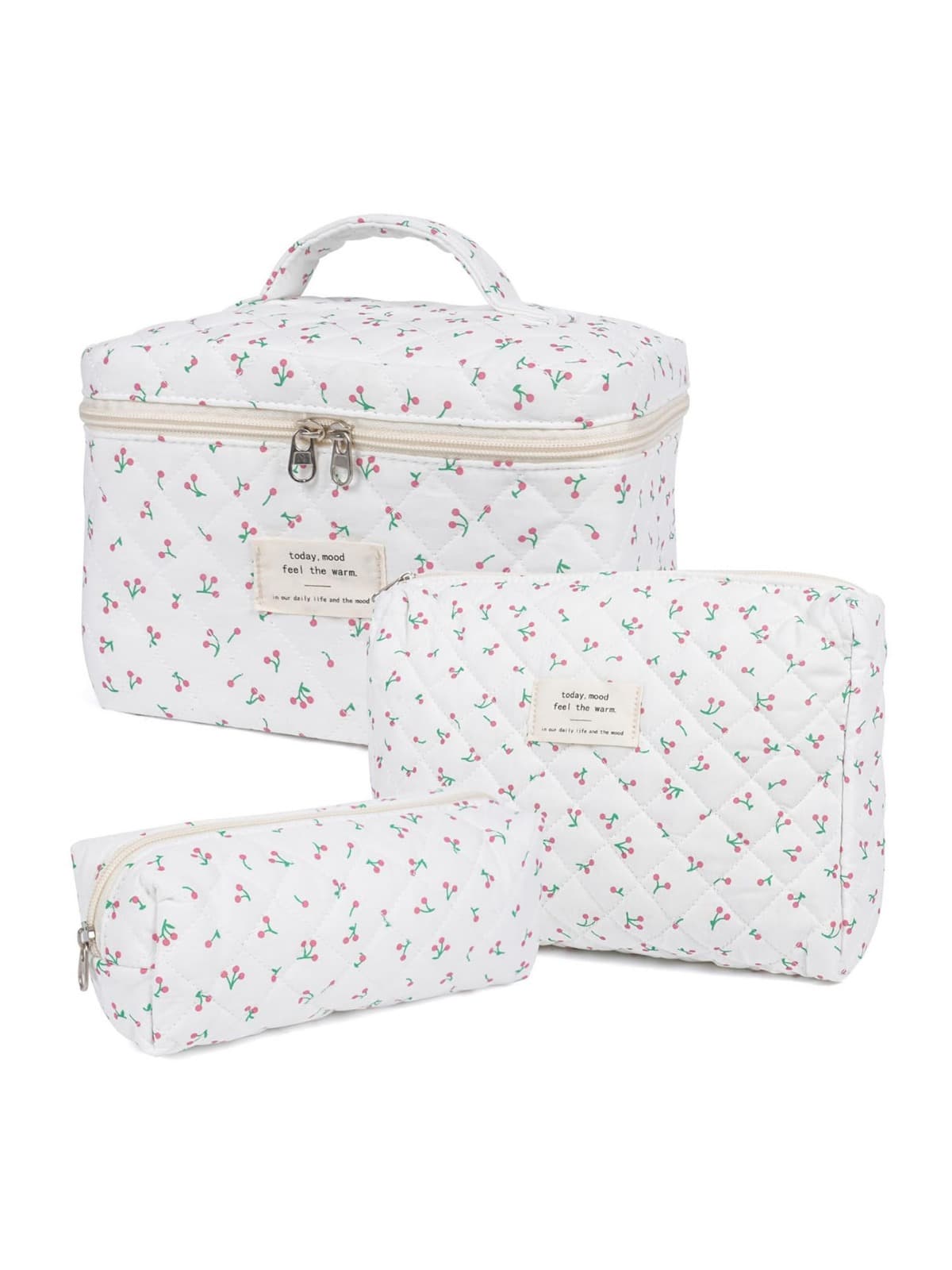New Printed Fabric Women's Cosmetic Storage Bag Small Floral Series Lipstick Storage Pouch 3-Piece Set