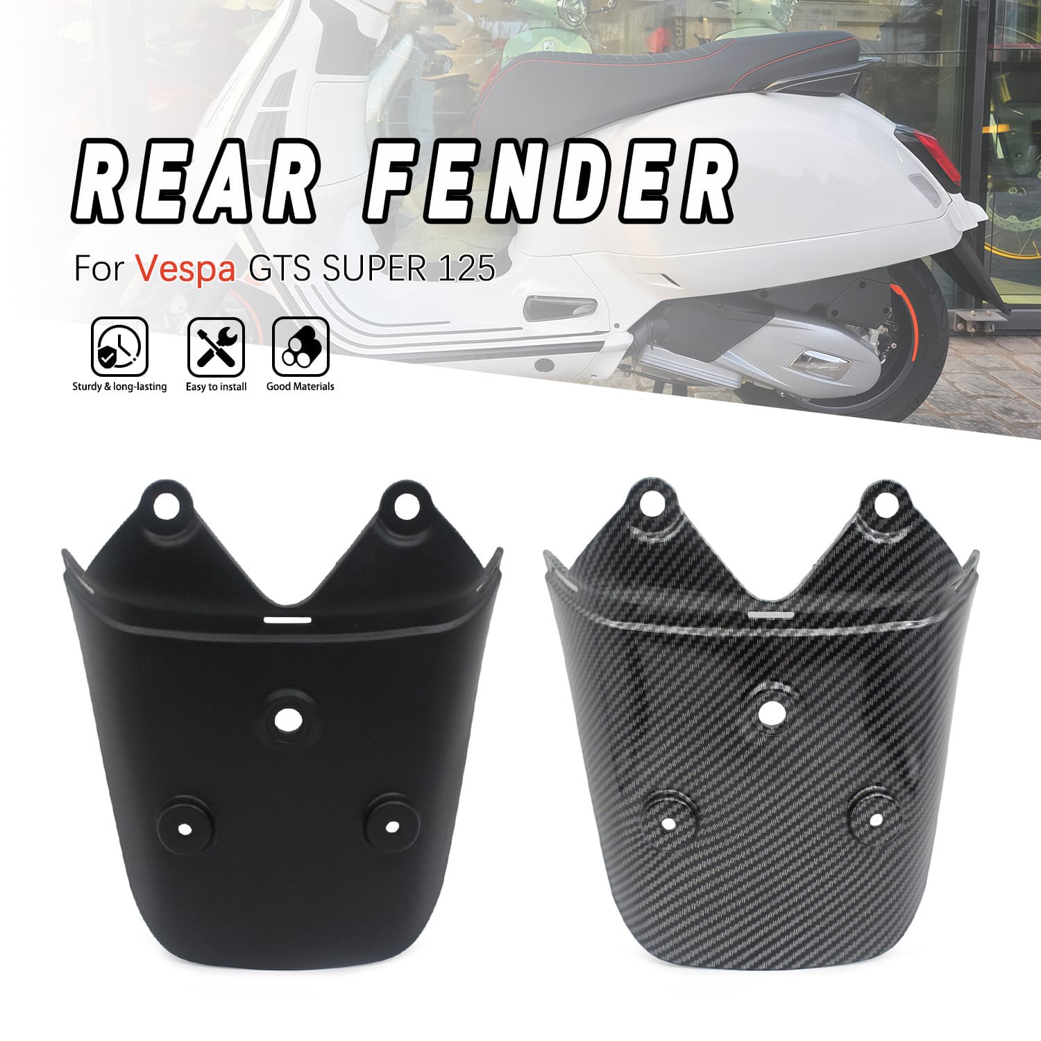 Suitable for Vespa GTS125 150 300 14-18 rear license plate sand board fender mud tile