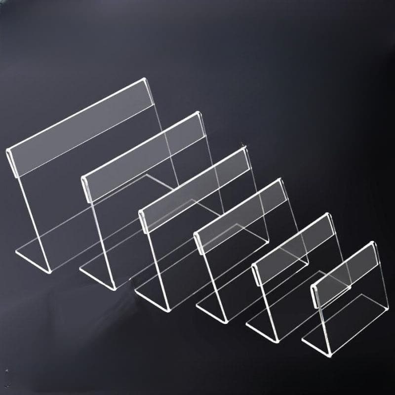 Wholesale small L-shaped acrylic transparent plastic price tags for shelf label holders