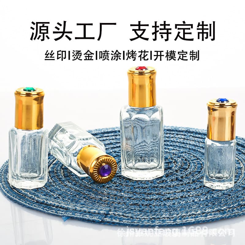 Wholesale Transparent Octagonal Roller Bottles with Sun Caps, Gemstone Caps, Perfume Dispensing Bottles, Eye Cream Massage Essential Oil Bottles, Rolling Ball Bottles