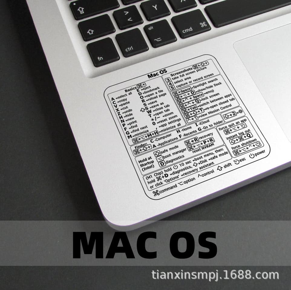 Factory Direct MacBook Laptop Shortcut Key Stickers Software Quick Access Labels TX Brand Support Drop Shipping for Global Sales