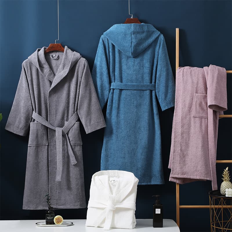 Hotel Pure Cotton Bathrobe Couple Nightgown Winter Thickened Hooded Men's and Women's Towel Pajamas Home Wear Absorbent Long