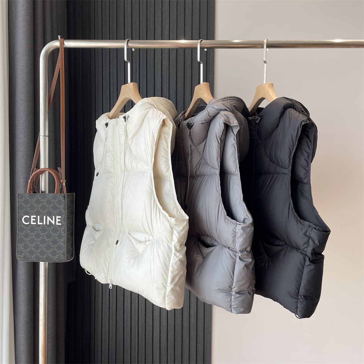 Kendall Jenner style! Soft, fluffy white goose down hooded vest/jacket for women, G071415