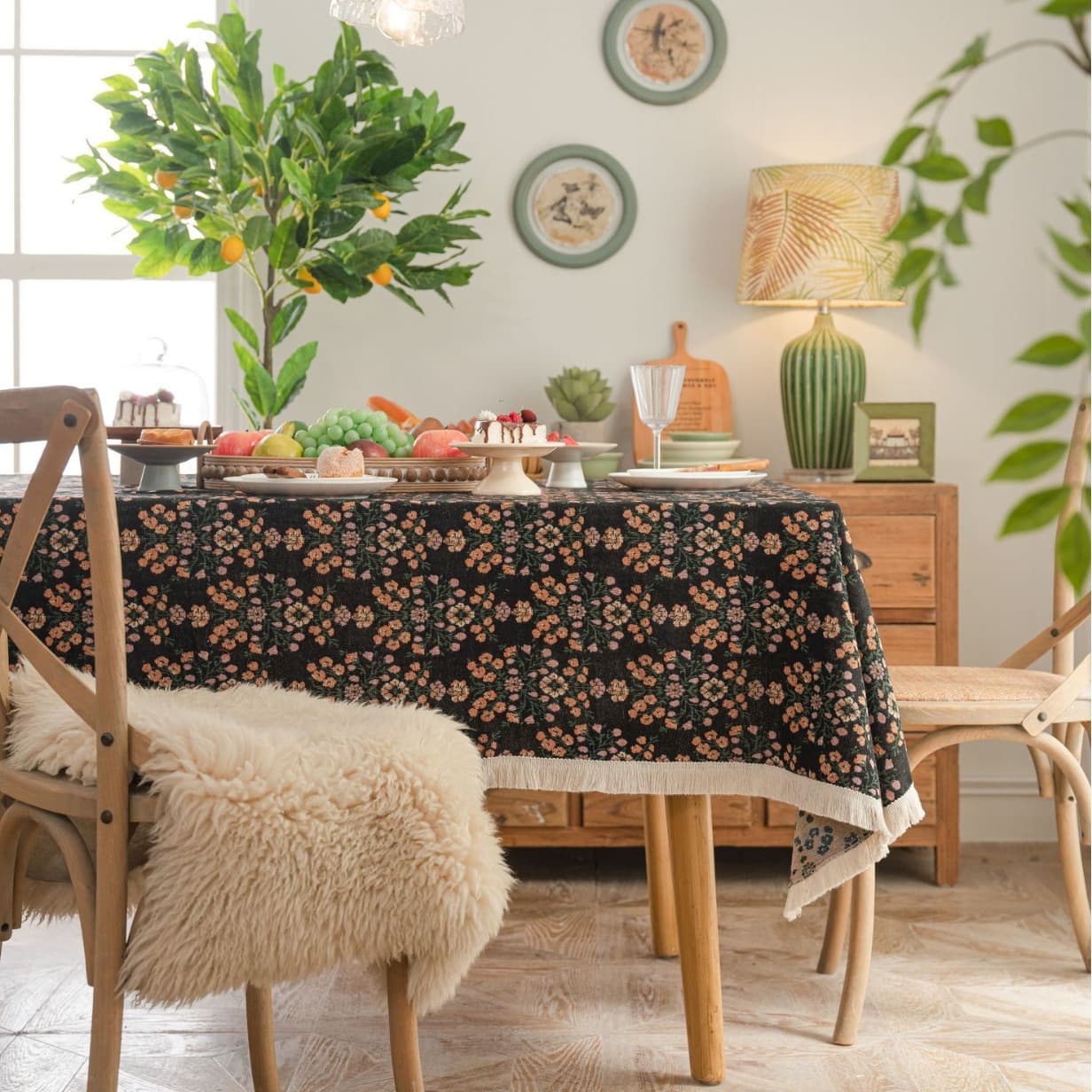 Qixin American tablecloth flower multi-color plant tablecloth thick thick jacquard tablecloth thickened