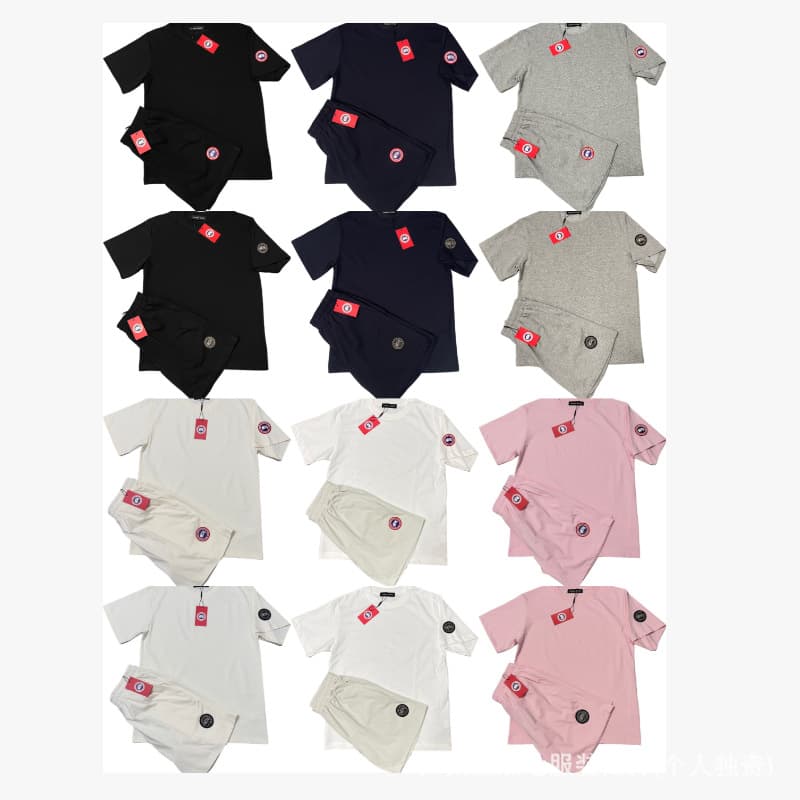 Cross-Border Trendy Brand Goose Summer Men's Clothing 240g Cooling Cotton 5A Antibacterial Shorts Sports Casual Short-Sleeve Set