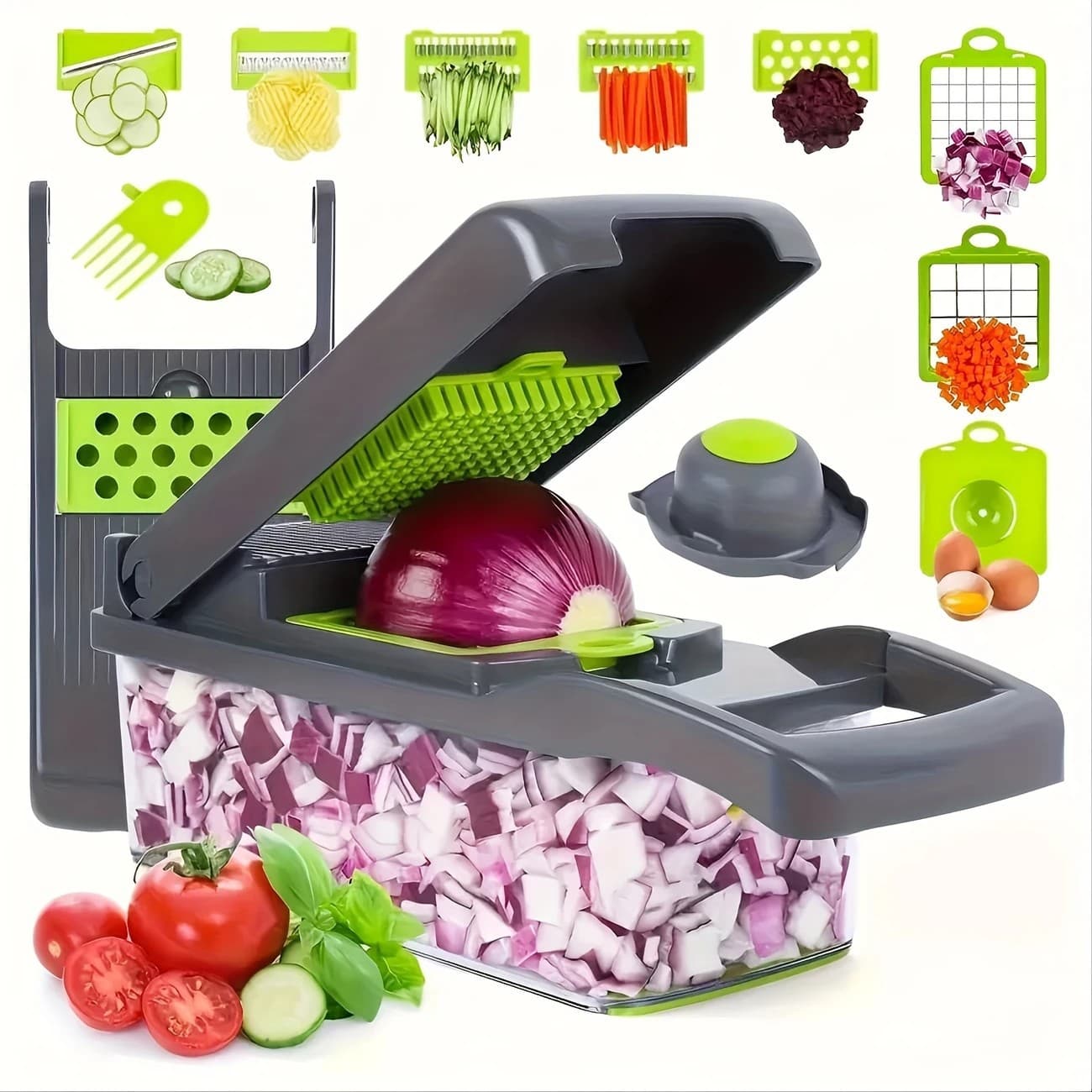 Multi-Function Vegetable Chopper 16-Piece Set, Vegetable Slicer for Cross-Border Amazon, Jelly Dicer Kitchen Gadget