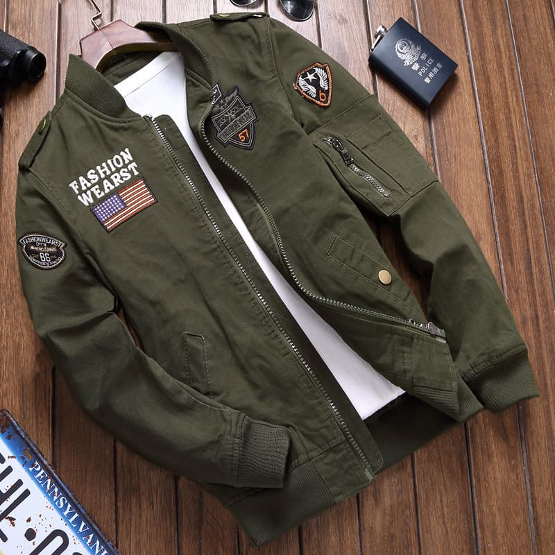 Spring New US Special Forces Pilot Casual Work Jacket Youth Plus Size Military Coat Washed