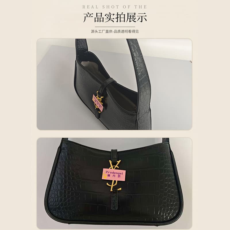 Cross-border Hot Selling Crocodile Texture Underarm Bag Premium Handbag for Women Versatile Textured Solid Color Shoulder Bag Small Square Bag