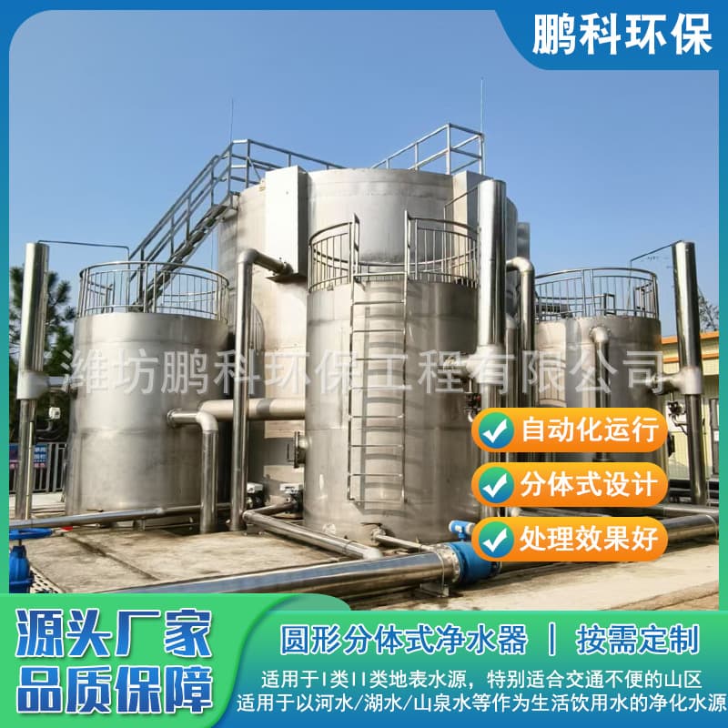 Dual Cylindrical Split-Type Water Purifier Stainless Steel Integrated Water Purifier Manufacturer River Water Purification Equipment