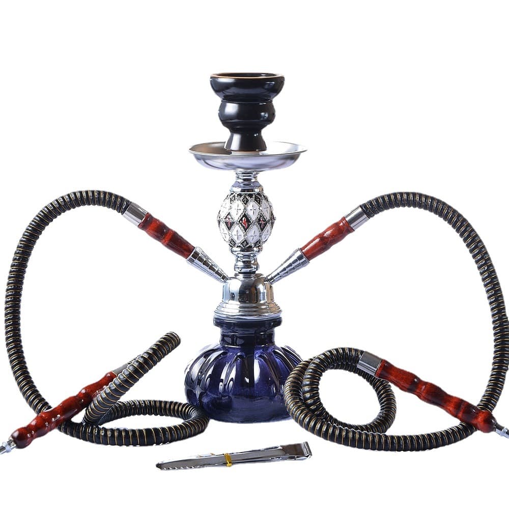 Cross-border Source Arabic Hookah Set Double-Tube Glass Hookah Finished Product Hookah Shisha