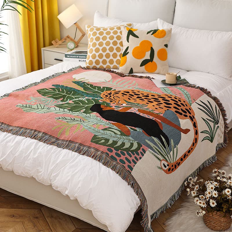 Casual American Style Illustration Carpet Camping Picnic Mat Nap Blanket Sofa Cover Bed End Mat Inns Style Artistic Line Carpet