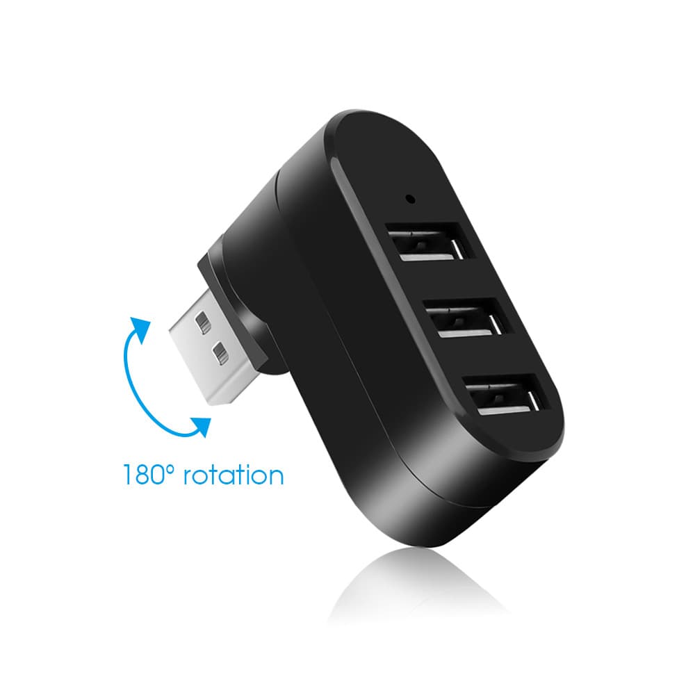 Factory rotating mini USB 2.0 HUB 3 port hub laptop usb2.0 expansion splitter