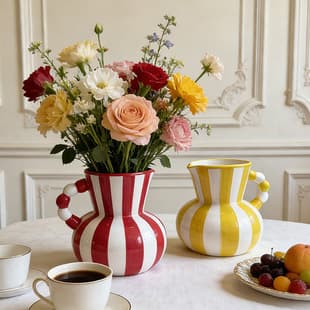 Nordic Style Simple Premium Striped Ceramic Vase Small Desktop Decoration Vintage Hydroponic Dried Flower Vase