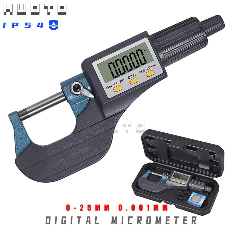HUOTO Electronic Micron Micrometer, Wall Thickness Micrometer, Digital Display Micrometer 0-25mm 0.001MM