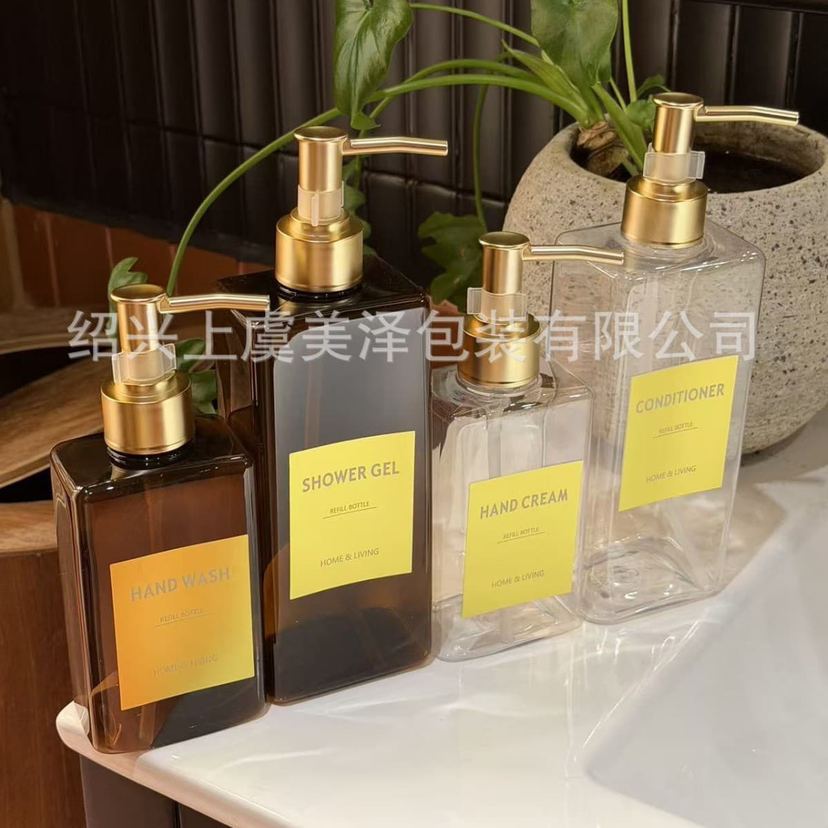 Hotel washing and care sub-bottling new flat square 500ml thick-walled plastic hand sanitizer replacement home storage hair care essential oil