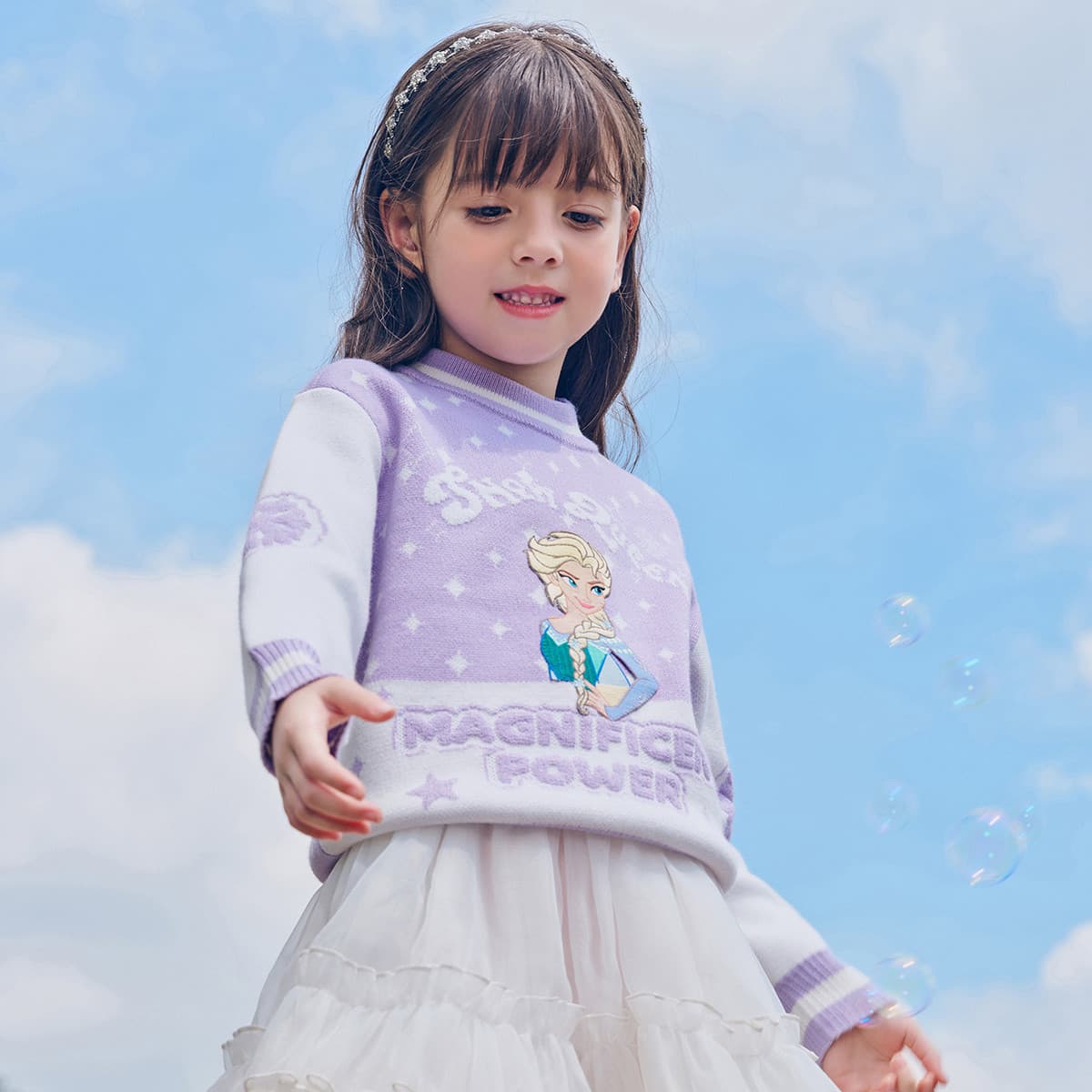 Baby Autumn Clothing Girls Disney Princess Print Long Sleeve Base Tee Korean Style Boys and Girls Faux Two-Piece Sweatshirt