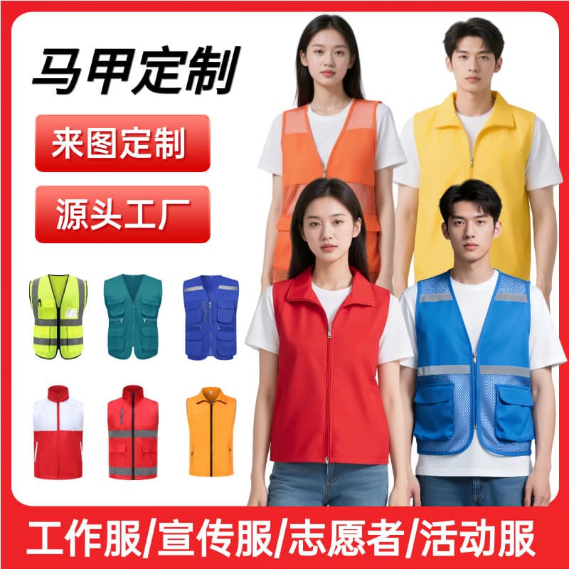 Custom Volunteer Vest with Logo Printed Red T-Shirt Vest for Public Welfare Activities Advertising Vest Workwear