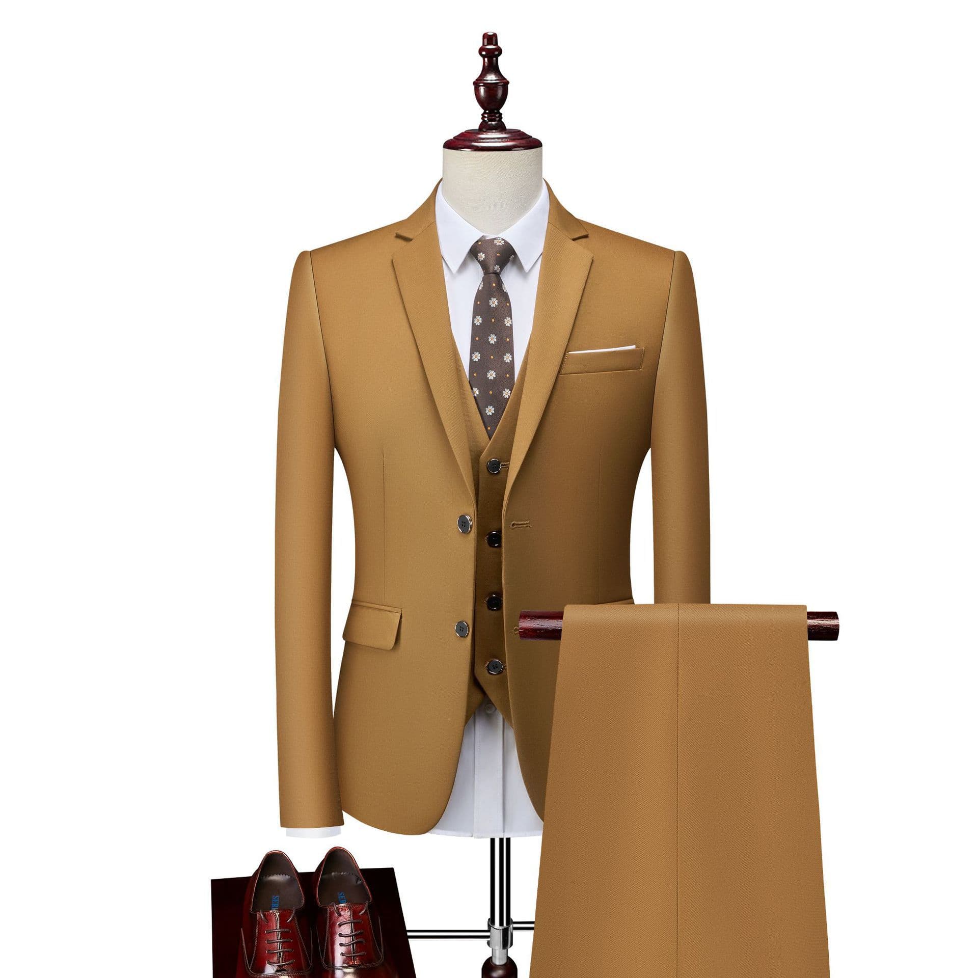 2026 Two-Button Suit Set for Men, Korean Slim Fit Wedding Groom Formal Wear, Business Casual Suit
