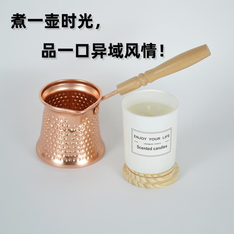 Turkish Coffee Pot Copper Plated Hammered Finish Stovetop Heating Kettle Tea Kettle Milk Pan Utensil French Press Flame Cup