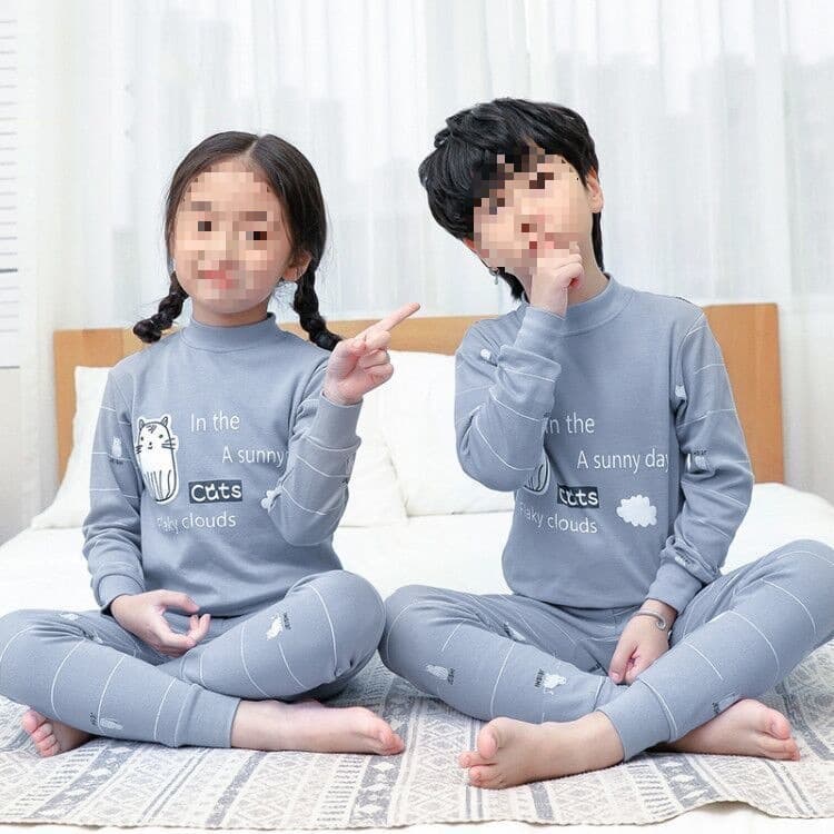 Children's Warm Pure Cotton Thermal Underwear Sets for Boys and Girls, Cozy Base Layer Pajama Pants