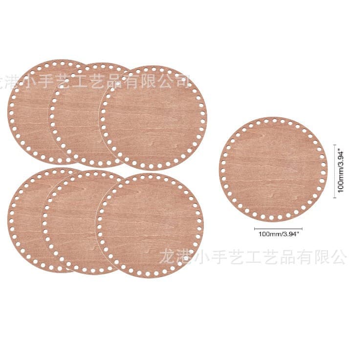 Cross-border Coffee Crochet Basket Base Cross Stitch Fixing Frame DIY Round Wooden Perforated Embroidery Bottom