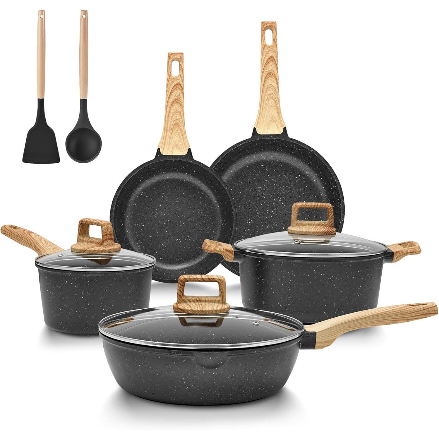 Frying Pan, Ingot Pot Set, Double-Bottom Pot, Soup Pot Set, Non-Stick Pot, Stone Pot, Cross-Border Wholesale Cookware Set