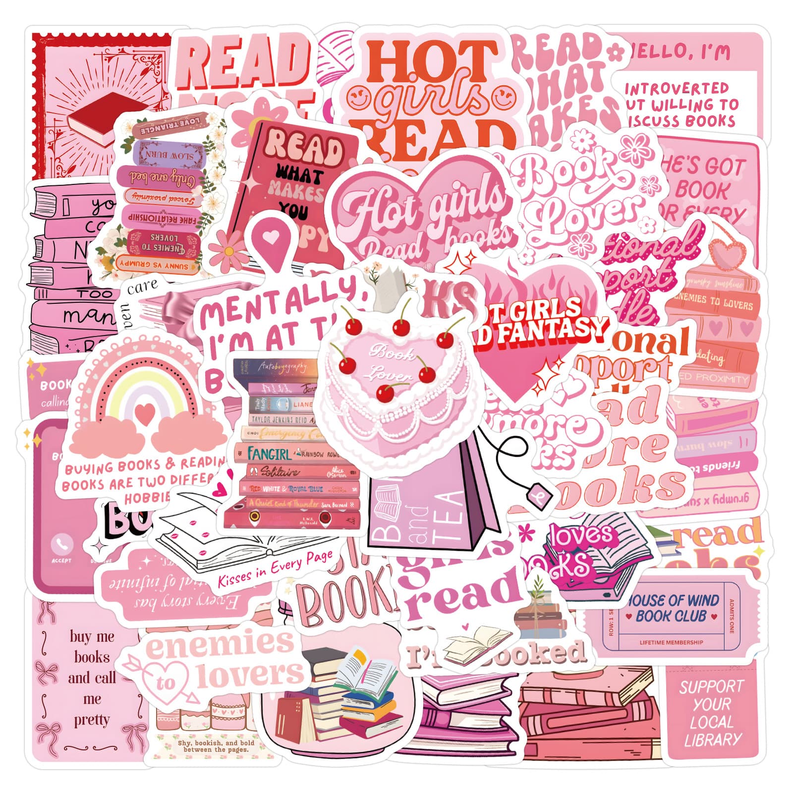 60 new Pink Bookish graffiti stickers to decorate notebook luggage cross-border sticker manufacturers wholesale
