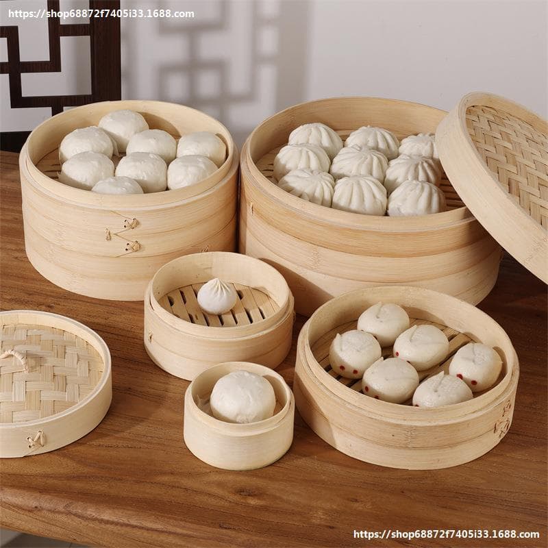 Bamboo Steamer Basket Set - Small Steamer, Dumpling Steamer, Steaming Tray, Mini Bamboo Steamer, Commercial Steaming Rack