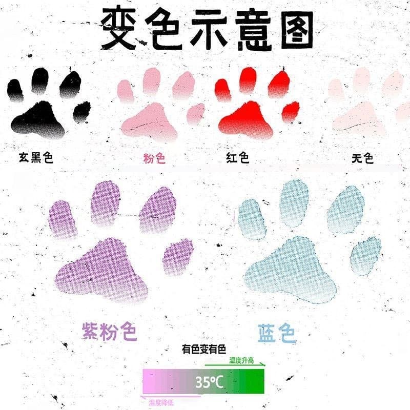 Temperature Change Tattoo TikTok Cat Paw Thermochromic Tattoo Water Transfer Waterproof Summer Cute Transfer Tattoo