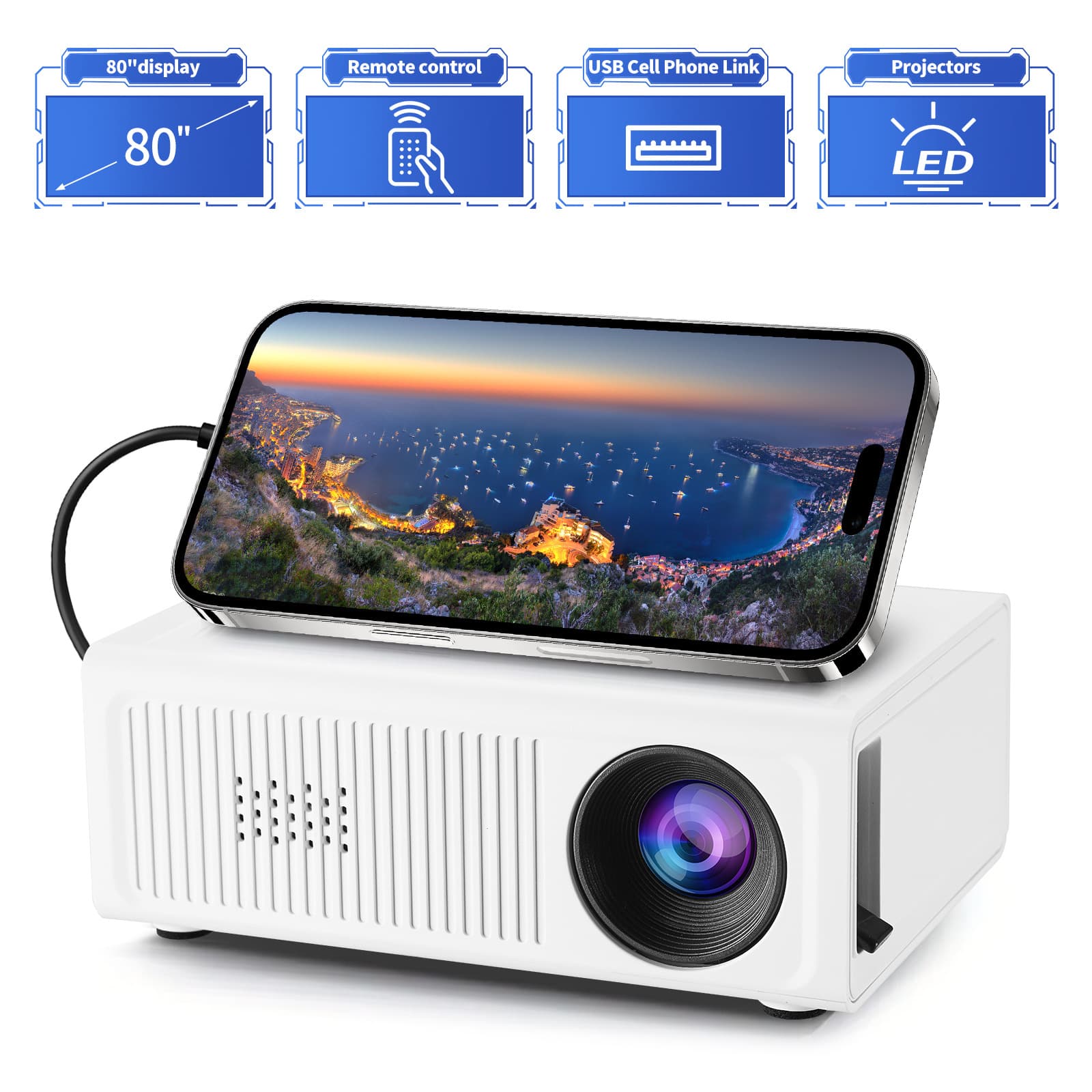 M2S New Cross-Border Mini Projector Home Portable LED Projector HD TEMU Shein