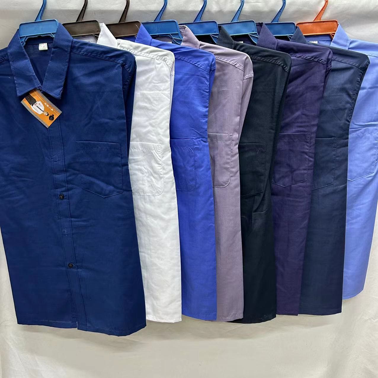 Men's Solid Long Sleeve Shirt for Middle-aged and Elderly Fathers, Loose Casual Shirt, Large Size, Thin Summer Style