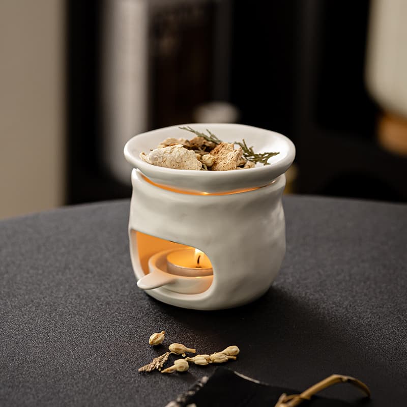 New Chinese Style Ceramic Flower Fruit Plant Candle Warmer Incense Burner Japanese Minimalist Tea Warmer Aromatherapy Burner Tea Ceremony Decoration