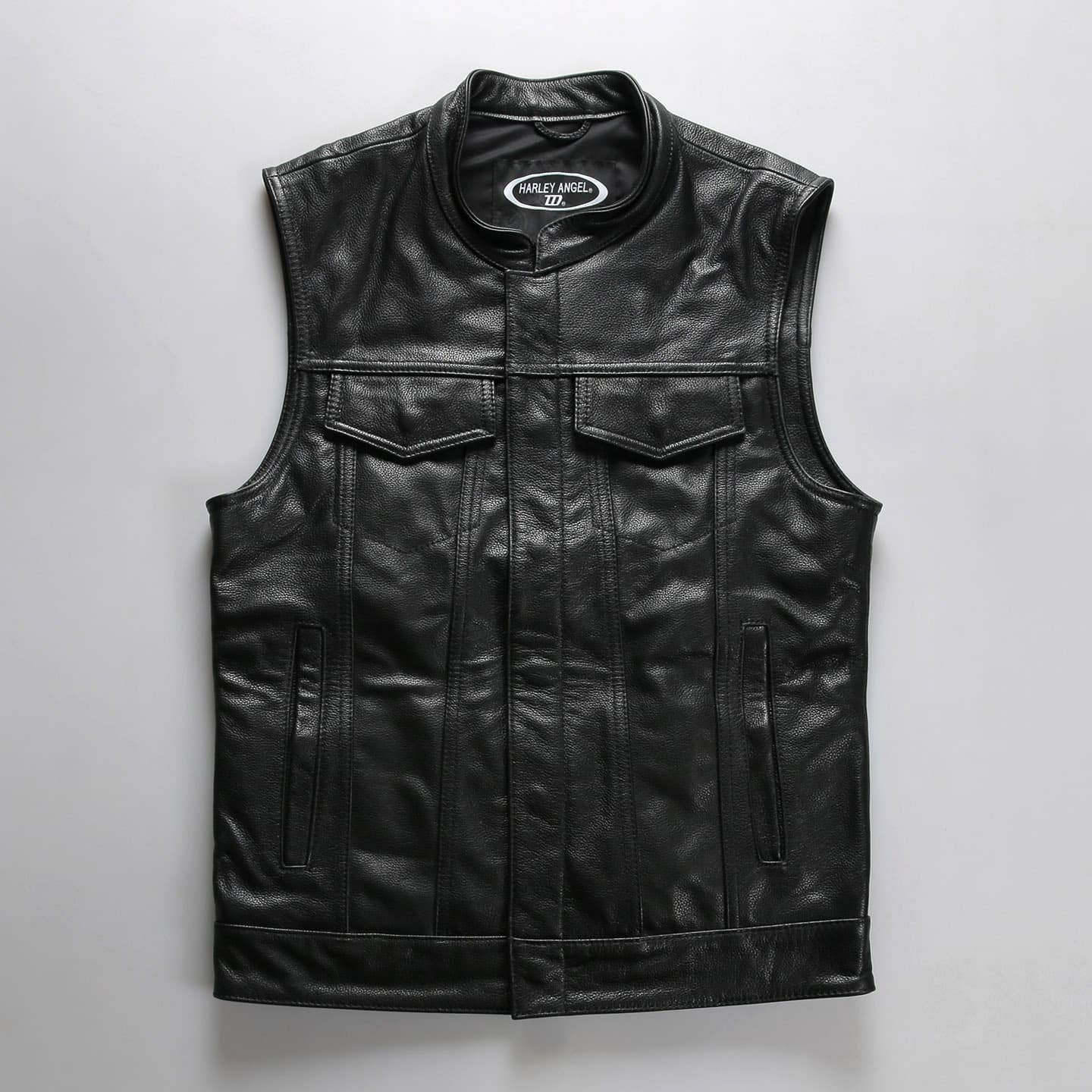 Casual Harley Vest Sons of Anarchy Genuine Leather Motorcycle Vest for Men and Women, Plus Size, Pointed Pocket Cowhide Vest