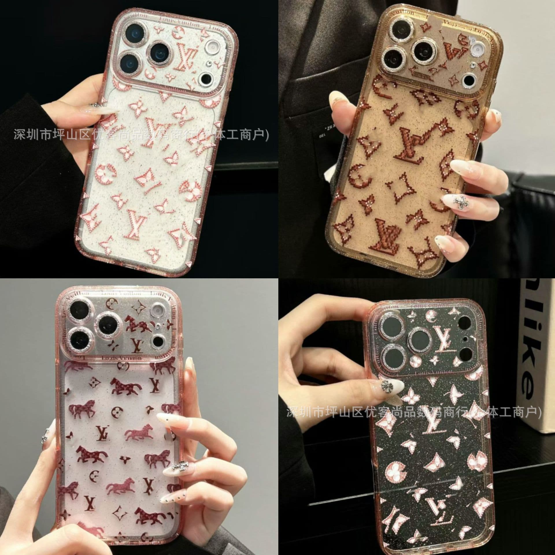 Glitter Transparent Trendy Case for Apple 17 Pro Max, iPhone 15/16 Pro Light Luxury 14 Full Coverage New Women's