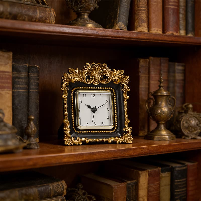 European-style decorative mantel clock, desktop table clock for living room and bedroom, vintage clock with light luxury texture, antique-style ornament decoration