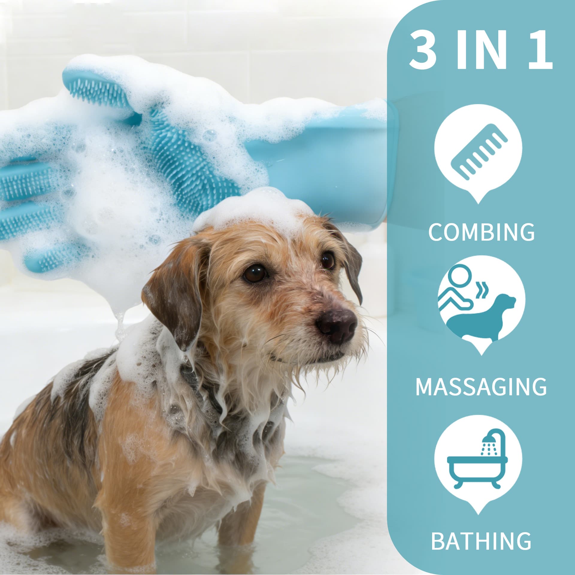 Pet Silicone Deep Cleaning Massage Gloves for Bathing