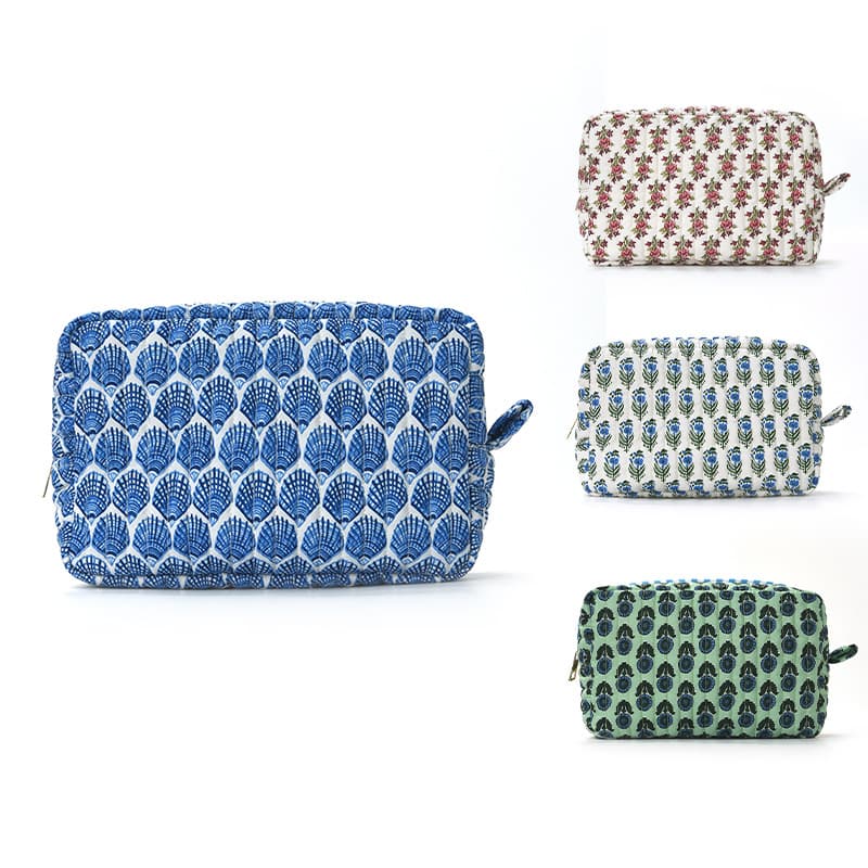 Cross-border Floral Quilted Makeup Bag, High-Aesthetic Large-Capacity Cosmetic Organizer, Travel Portable Handheld Makeup Bag
