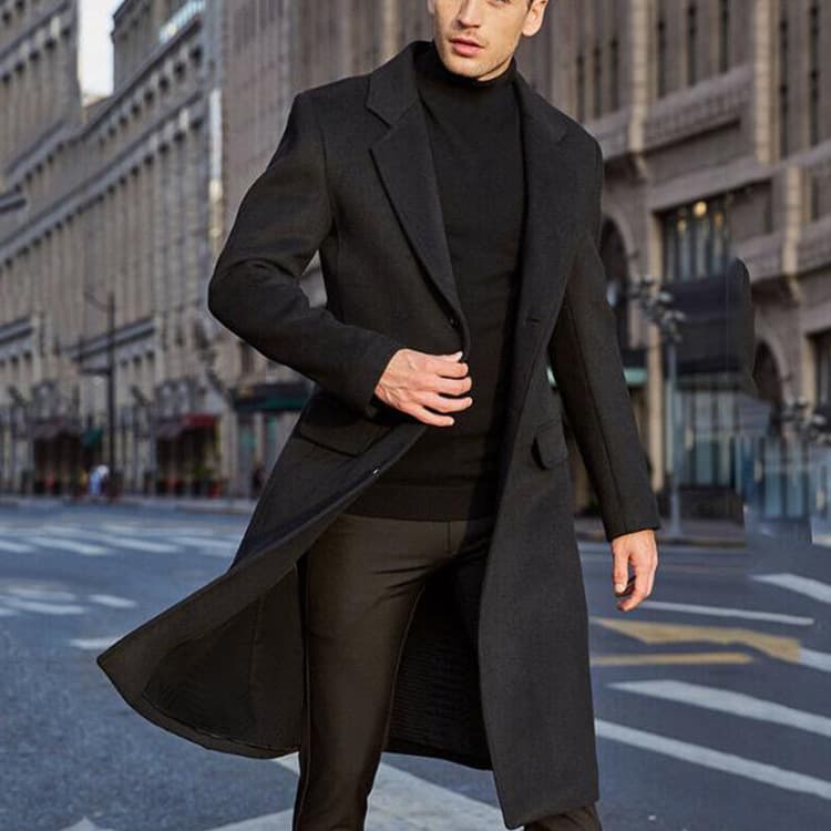 【In Stock】New Five Colors British Style Men's Long Trench Coat Wool Overcoat Men Wool Jacket
