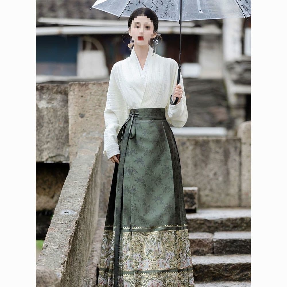 Hanfu Women New Chinese Style Improved Chinese Style Horse-Face Skirt Autumn/Winter Daily Commute Ming Style