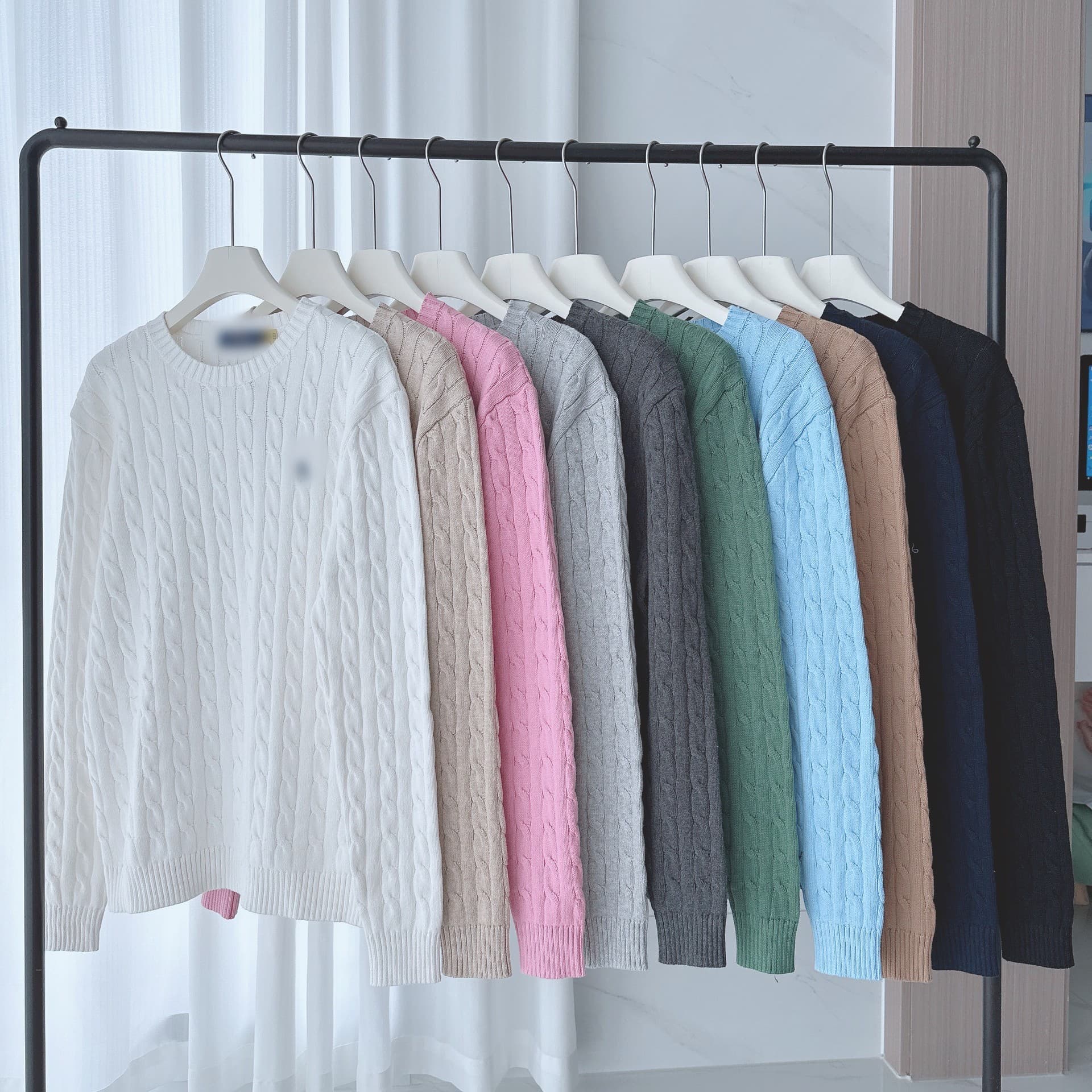 RL Ralph Lauren Pony Logo Men's Business Casual Cable Knit Sweater Round Neck Long Sleeve Knitwear