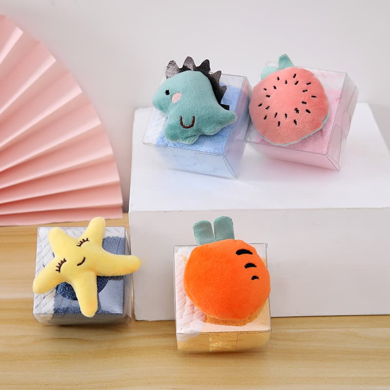 Cartoon hand towel, coral fleece square towel with twisted edge design, gift towel, wedding favor supplies for wedding shops